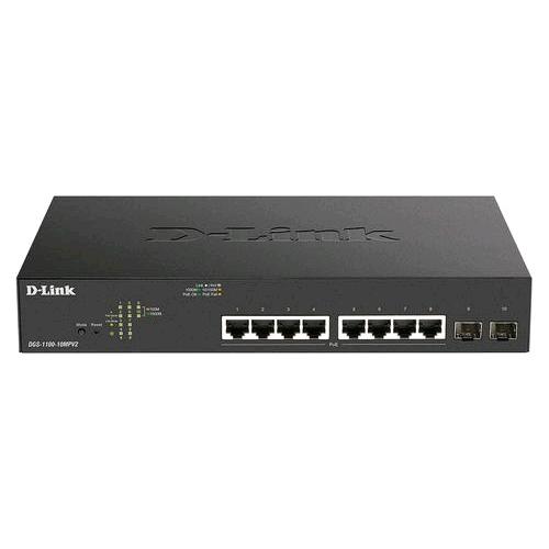 D-LINK DGS-1100-10MPV2 SWITCH DI RETE GESTITO GIGABIT ETHERNET 10/100/1000 SUPPORTO POWER OVER ETHERNET POE 1U NERO