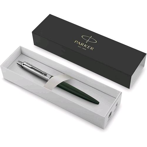 PARKER JOTTER XL GREENWICH MATTE GREEN PENNA  ASFERA A SCATTO PUNTA MEDIA FINITURA CROMATA INCHIOSTRO BLU CONF REGALO