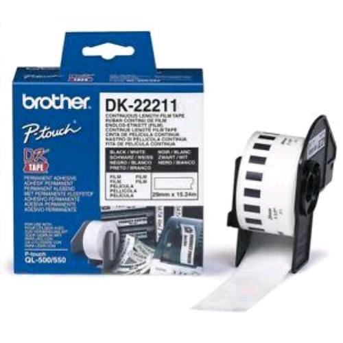 BROTHER DK-22211 NASTRO ADESIVO 29MMx15.24MT ADESIVO COLORE BIANCO STAMPA NERO
