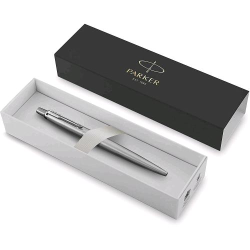 PARKER JOTTER PORTAMINE A SCATTO MINA 0,5 CON GOMMINO IN ACCIAIO INOSSIDABILE FINITURA CROMATA CONFEZIONE REGALO 