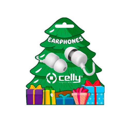 CELLY WIRED EARPHONE XMAS TREE SHAPE AURICOLARI JACK 3.5 MM BIANCO