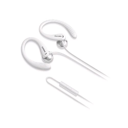 PHILIPS AURICOLARI SPORTIVI CON MICROFONO IPX2 JACK 3.5MM BIANCO