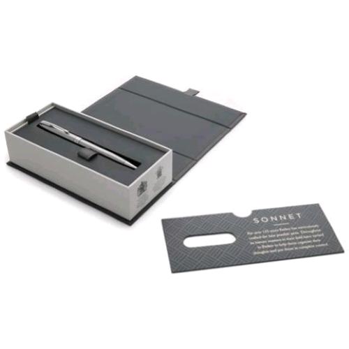PARKER SONNET PENNA A SFERA FINITURE IN PALLADIO PUNTA MEDIA INCHIOSTRO NERO CONFEZIONE REGALO 