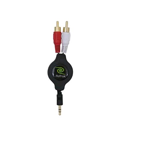 RETRAK CAVO AUDIO RETRATTILE PER MP3 1 X M JACK 3.5 MM 2 X RCA 1 M NERO ORDINE MINIMO 15 PZ