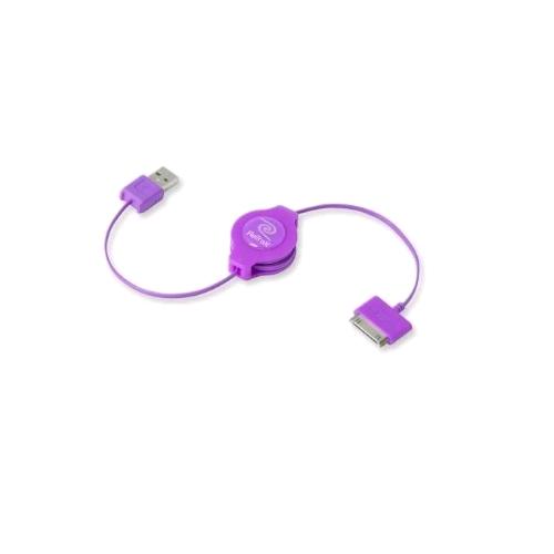 RETRAK APPLE 30 PIN CAVO RETRATTILE 1 X USB TIPO A / 1 X APPLE 30 PIN 1 MT LILLA