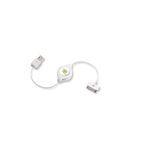 RETRAK APPLE 30 PIN CAVO RETRATTILE 1 X USB TIPO A / 1 X APPLE 30 PIN 1 MT BIANCO
