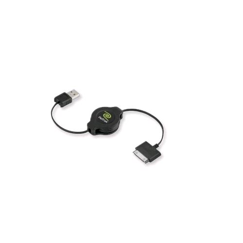 RETRAK APPLE 30 PIN CAVO RETRATTILE 1 X USB TIPO A / 1 X APPLE 30 PIN 1 MT NERO