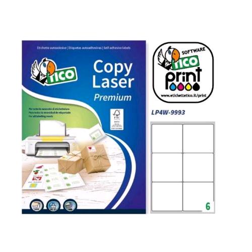 TICO COPY LASER PREMIUM CONF 600 ETICHETTE ADESIVE 99X33 mm BIANCO OPACO 