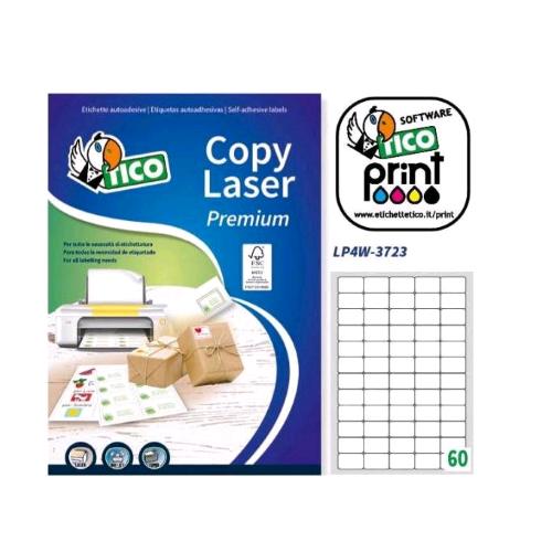 TICO COPY LASER PREMIUM CONF 6000 ETICHETTE ADESIVE 37,5X23,5 mm BIANCO OPACO 