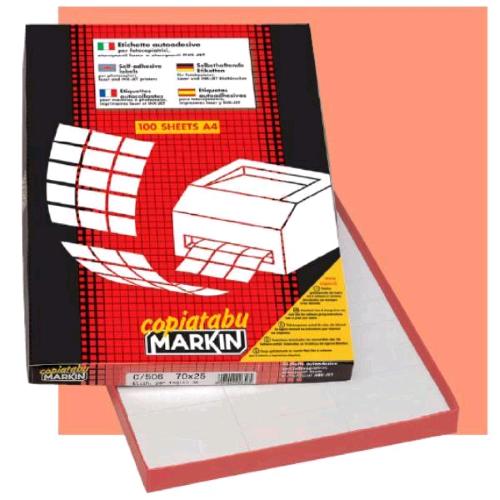 MARKIN CONF 200 ETICHETTE ADESIVE CON ANGOLI ARROTONDATI PER CD 117,5X117,5 mm BIANCO OPACO 