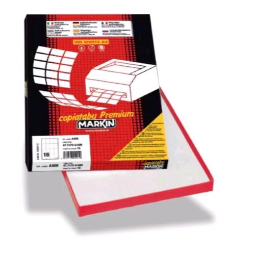 MARKIN CONF 200 ETICHETTE ADESIVE PER CD E DVD DIAMETRO 117,5 mm FORO 17 mm BIANCO 