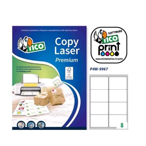 TICO COPY LASER PREMIUM CONF 800 ETICHTTE ADESIVE 99X67 mm BIANCO OPACO 