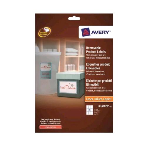 AVERY CONF 180 ETICHETTE ADESIVE 62X89 mm BIANCO 