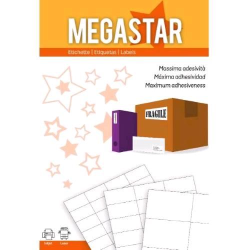 MEGASTAR CONF 3200 ETICHETTE ADESIVE CON ANGOLI ARROTONDATI 47,5X35 mm BIANCO 