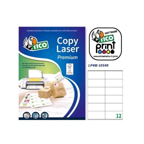 TICO COPY LASER PREMIUM CONF 1200 ETICHETTE ADESIVE 105X48 BIANCO OPACO 