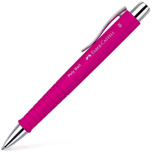 FABER CASTELL POLYBALL XB PENNA A SFERA FUSTO ROSA INCHIOSTRO BLU CONF 5 Pz. 