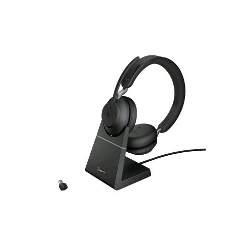 JABRA EVOLVE2 65 CUFFIE CON MICROFONO WIRELESS MS USB TIPO C CON BASE DI RICARICA NERO