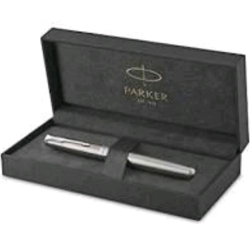 PARKER SONNET PENNA ROLLER IN ACCIAIO INOSSIDABILE CON FINITURE IN PALLADIO PENNINO SOTTILE INCHIOSTRO NERO CONFEZIONE REGALO 