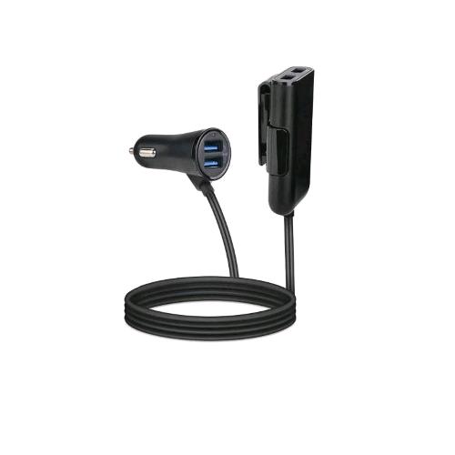 CELLY CARICABATTERIE DA AUTO 2 X F USB TIPO A + 2 F USB TIPO A PER SEDILI POSTERIORI 4.8 A CAVO 1.60 M NERO