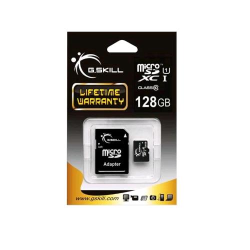GSKILL MEMORIA FLASH MICRO SDXC 128 GB CLASSE 10 UHS -I CON ADATTATORE MICRO-SD NERO 