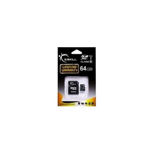 GSKILL MEMORIA FLASH MICRO SDXC 64 GB CLASSE 10 UHS -I CON ADATTATORE MICRO-SD NERO 