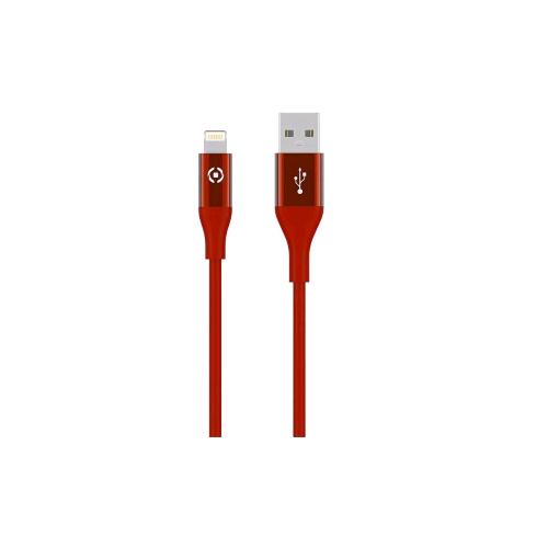 CELLY CAVO 1 X USB TIPO A 1 X LIGHTNING 1 MT ROSSO