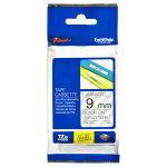 BROTHER TZE121 NASTRO LAMINATO ADESIVO 9MMx8MT TRASPARENTE STAMPA NERO