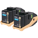 EPSON C13S050608 CONFEZIONE 2 TONER CIANO PER STAMPANTI EPSON ACULASER 7.500 PAG
