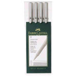 FABER CASTELL  ECCO PIGMENT INCHIOSTRO PIGMENTATO NERO 4 PUNTE IN FIBRA AD AGO 0.2-0.4- 0.6-0.8 MM CONF. 4 Pz 