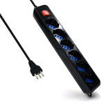 NILOX W3923 MULTIPRESA CIABATTA ELETTRICA A 6 POSTI PRESE ITALIANE 10A + SCHUKO PROTEZIONE SOVRACCARICO E SOVRATENSIONE 250V/2500W INTERRUTTORE LUMINOSO SPINA ITALIANA 10A CAVO 1.5 M NERA