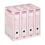 KING MEC STORAGE SCATOLE ARCHIVIO IN CARTONE 260X370 mm DORSO 9 CM COL. BIANCO/ROSSO CONF 32 Pz.
