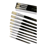 LEBEZ PENNELLI IN PURA SETOLA PUNTA A SPATOLA DIMENSIONE 12 MANICO IN LEGNO COL. NERO CONF 12 Pz.