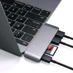 SATECHI ST-TCUPM HUB 3 IN 1 TIPO-C USB 3.0 IN ALLUMINIO CON PORTA DI RICARICA USB-C PER MACBOOK 2015/2016/2017 DA 12" SPACE GREY