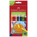 FABER CASTELL JUMBO PASTELLI FUSTO TRIANGOLARE COLORI ASSORTITI CONF 12 Pz. + TEMPERAMATITA