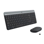 LOGITECH MK470 TASTIERA E MOUSE USB WIRELESS QWERTY US MOUSE OTTICO 1.000 DPI 3 PULSANTI NERO GRIGIO