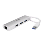 STARTECH ST3300G3UA HUB 3x USB 3.0 1xRJ-45 INTERFACCIA USB 3.0 COLORE SILVER/BIANCO