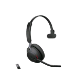 JABRA EVOLVE2 65 CUFFIA MONOAURALE CON MICROFONO WIRELESS MS NOISE CANCELLING CON ADATTATORE BLUETOOTH USB-A NERO