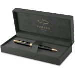PARKER SONNET PENNA A SFERA A SCATTO PUNTA MEDIA INCHIOSTRO NERO FINITURE IN ORO CONFEZIONE REGALO 