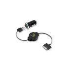 RETRAK APPLE 30 PIN ALIMENTATORE AUTO 1 X USB TIPO A CON CAVO USB TIPO A / APPLE 30PIN RETRATTILE NERO