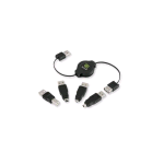 RETRAK CAVO USB RETRATTILE 1 x M USB TIPO A 1 X F USB TIPO A E 4 ADATTATORI 1 M NERO