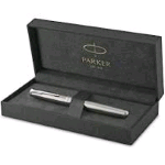 PARKER SONNET PENNA ROLLER IN ACCIAIO INOSSIDABILE CON FINITURE IN PALLADIO PENNINO SOTTILE INCHIOSTRO NERO CONFEZIONE REGALO 