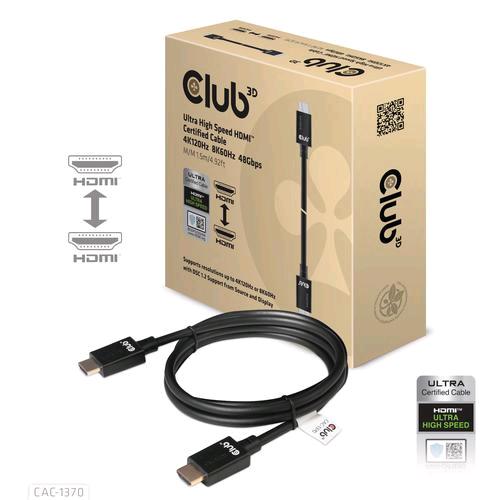 CLUB3D CAVO HDMI ULTRA HIGH SPEED 4K/120HZ 8K/60 HZ 1.5MT BLACK