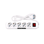 VULTECH MU-01 MULTIPRESA BIPASSO 5 POSTI CON TASTO ON OFF BIANCO