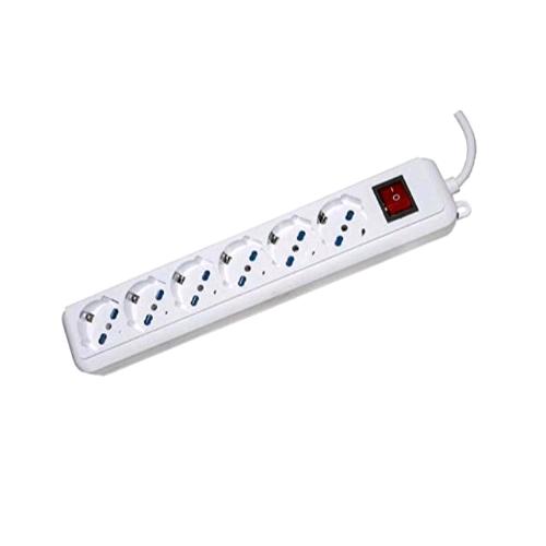 REDLINE MULTIPRESA 6 PRESE 2P+T 10/16 P40 CON INTERRUTTORE BIANCO