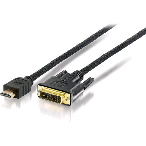 EQUIP 119322 CAVO HDMI / DVI - HDMI MASCHIO A DVI-D MASCHIO TRIPLA SCHERMATURA 2 MT NERO