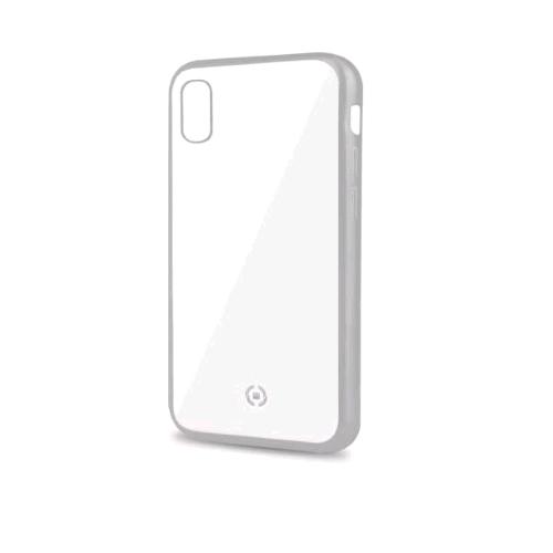 CELLY APPLE iPHONE XR COVER IN TPU CON BORDI EFFETTO OPACO TRASPARENTE SILVER