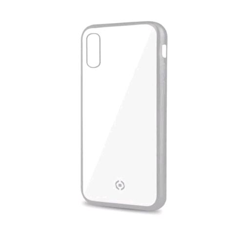 CELLY APPLE iPHONE XS MAX COVER IN TPU CON BORDI EFFETTO OPACO TRASPARENTE SILVER