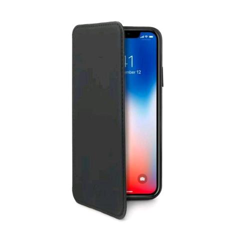 CELLY APPLE iPHONE X/XS CUSTODIA AGENDA CON FINITURA SOFT TOUCH ED EFFETTO OPACO NERO