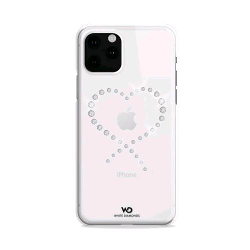 WHITE DIAMONDS APPLE iPHONE 11 PRO COVER IN TPU CON CISTALLI SWAROVSKI TRASPARENTE FANTASIA CUORE