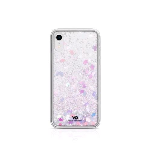 WHITE DIAMONDS APPLE iPHONE X/XS COVER IN TPU E POLICARBONATO TRASPARENTE CON GLITTER FLUTTUANTI MOTIVO UNICORNS